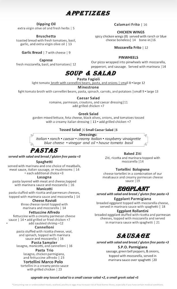 Casa Pasta #2 Menu image 1